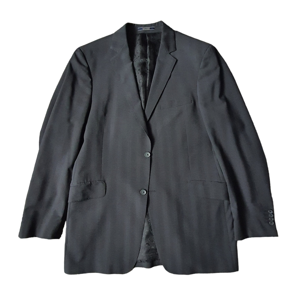 Arnold Brant Mens 42L Sport Coat Jacket Stripe Black Notch Lapel
